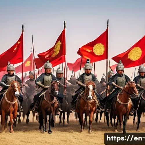 한무제의 중국 통일 전략 - **A grand and powerful scene depicting the Han Dynasty's military prowess during the Xiongnu Campaig...